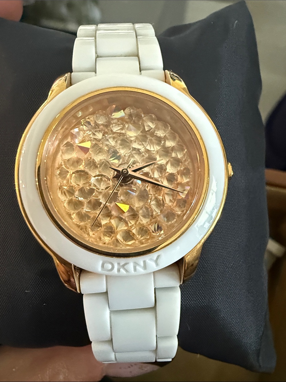 DKNY White and Gold Crystal-Effect Dial Bracelet Watch
